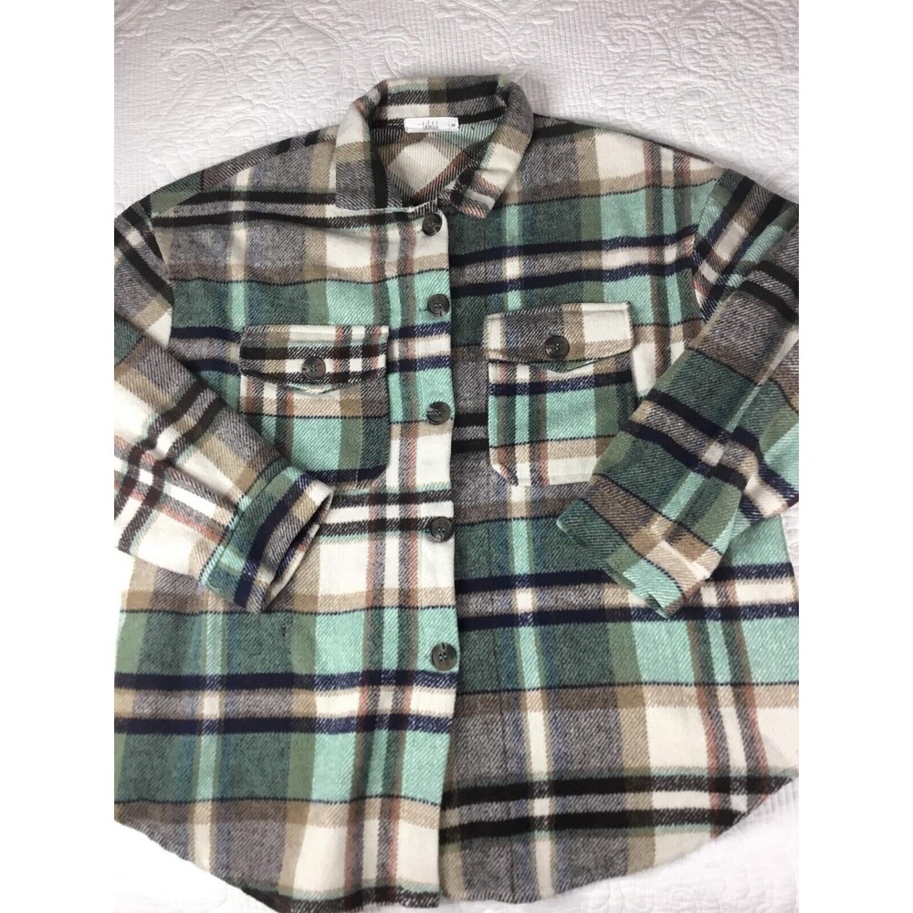 Striped Plaid Print Long Sleeve Buttondown Men’s Shirt Medium